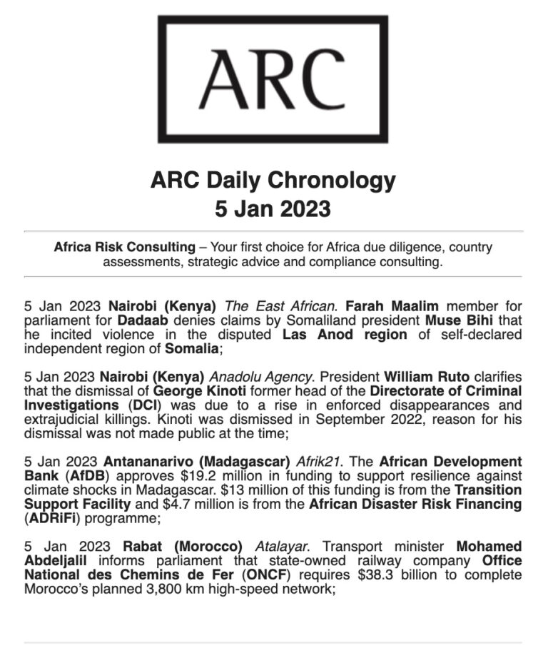 Example, ARC Daily Chronology